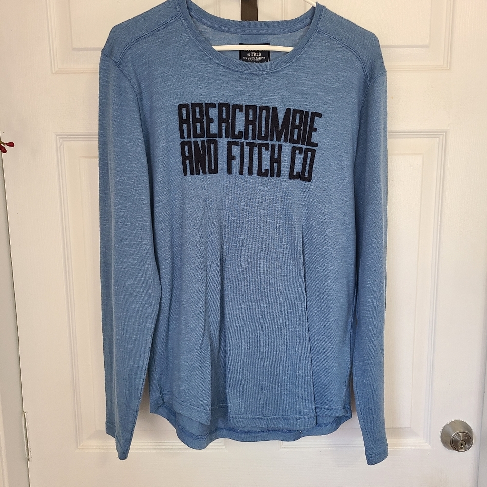 (1400) Abercrombie and Fitch Woman's Long Sleeve Blouse, Size: Small Color: Blue